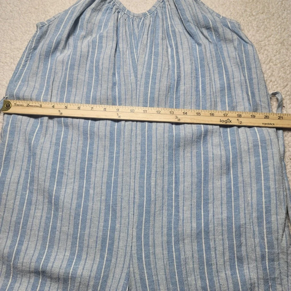 Roxy Riviera Striped Linen Blend Wide Leg Jumpsuit Blue White Large RO80515AQBP5 - Picture 10 of 15
